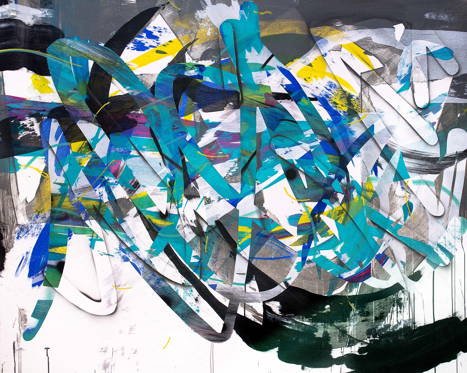 Malwin Faber, 17-029, 2017, oil, acrylic and spray paint on canvas, 160 × 200 cm