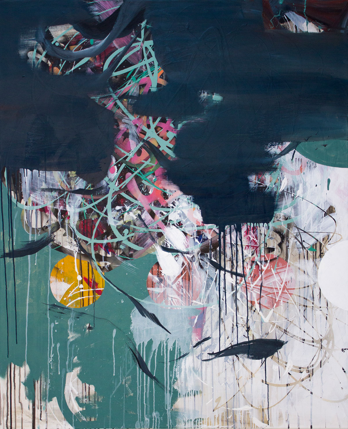 Malwin Faber, 17-031, 2017, oil, acrylic and spray paint on canvas, 135 × 110 cm