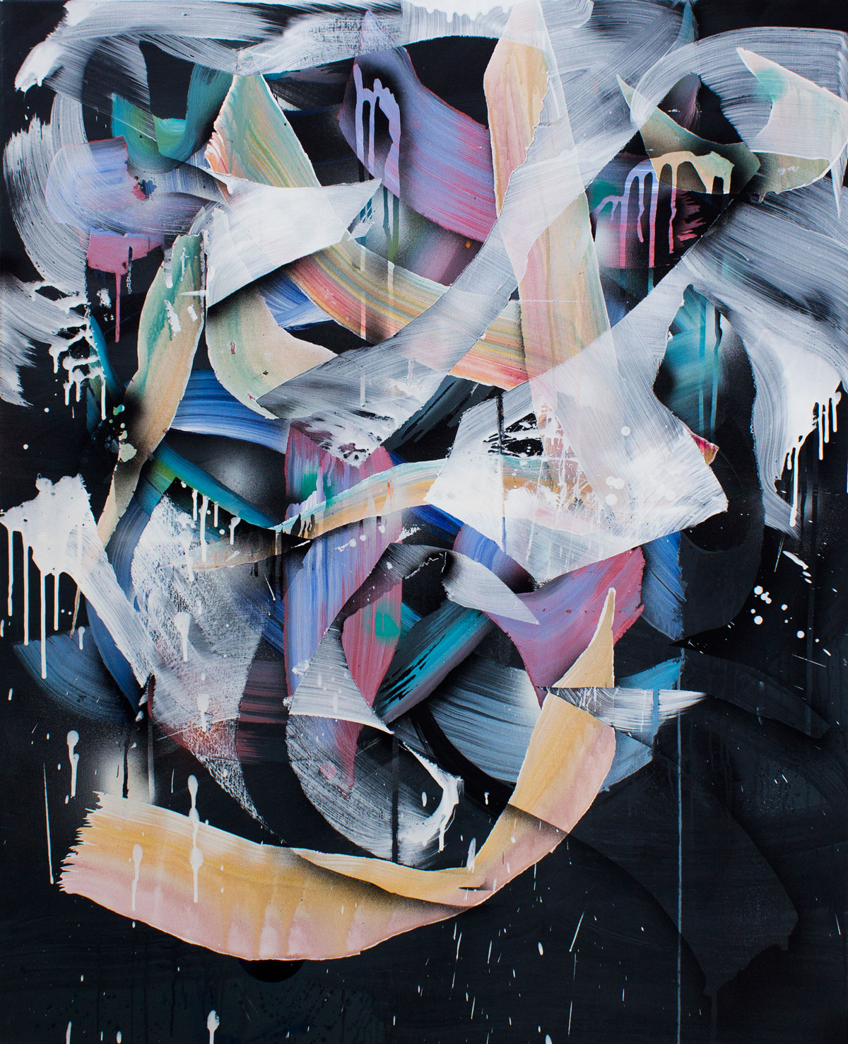 Malwin Faber, 17-032, 2017, acrylic and spray paint on canvas, 135 × 110 cm