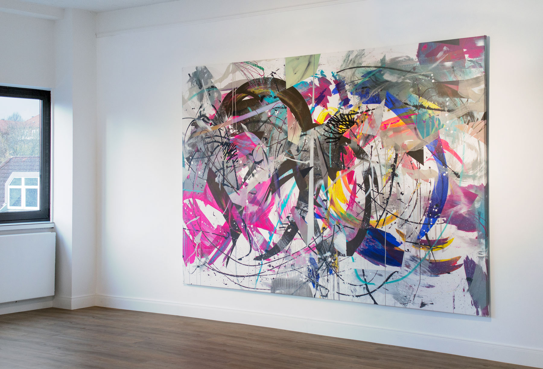 Malwin Faber, 17-024, 2017, oil, acrylic and spray paint on canvas, 200 × 300 cm (Kunstforum Markert Gruppe, Hamburg, 2017